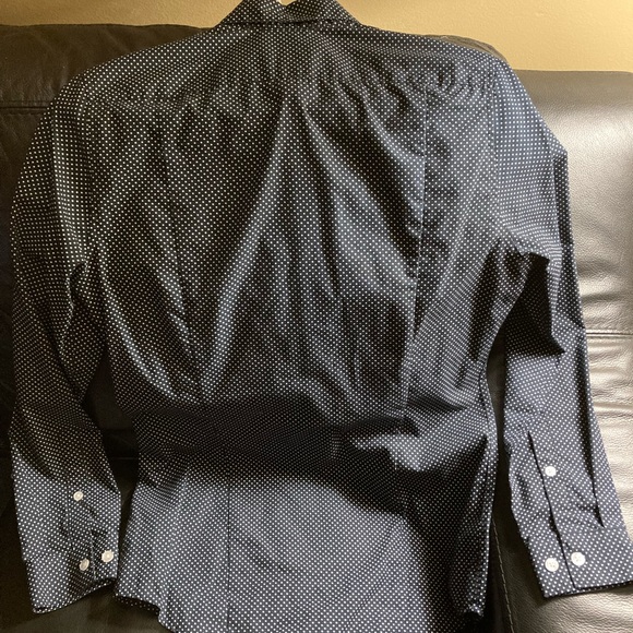 Mens H&M size XS blue with tiny white dots Easy Iron, Slim Fit button up shirt. - Picture 2 of 5